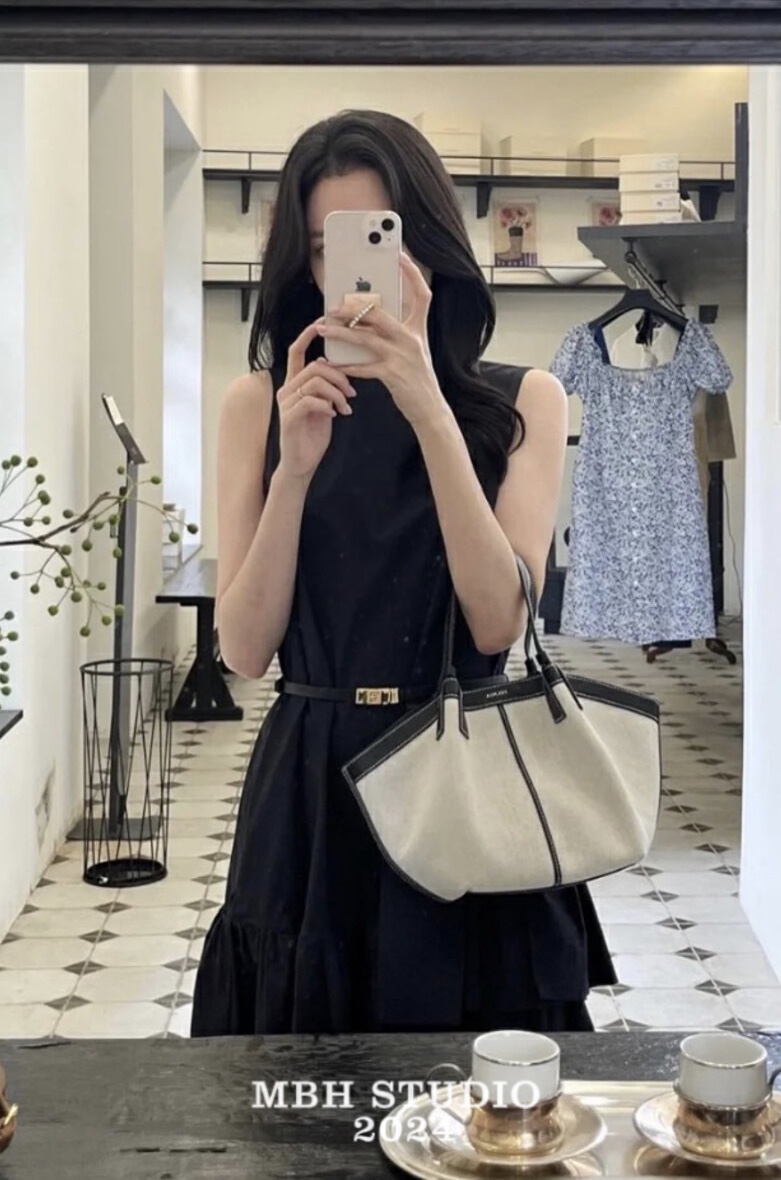 MBH Korean Foluna Original Handmade Patchwork Basket Tote Bag with Shoulder Strap