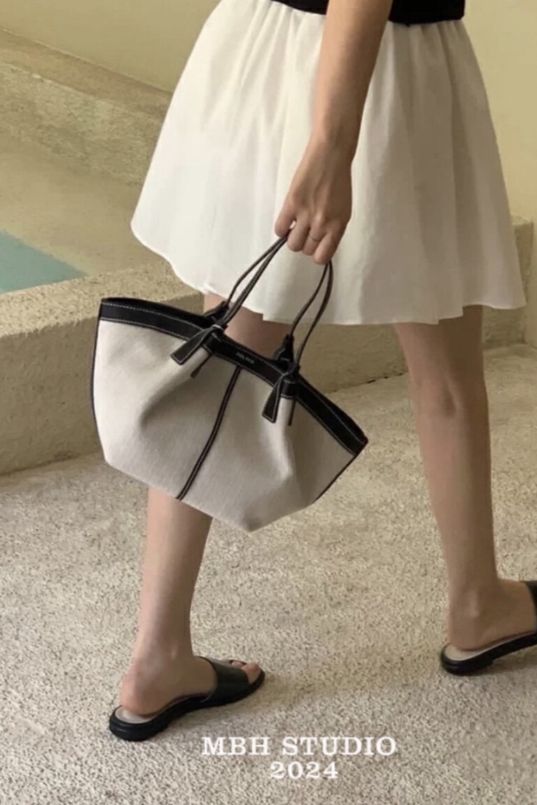 MBH Korean Foluna Original Handmade Patchwork Basket Tote Bag with Shoulder Strap - Image 4