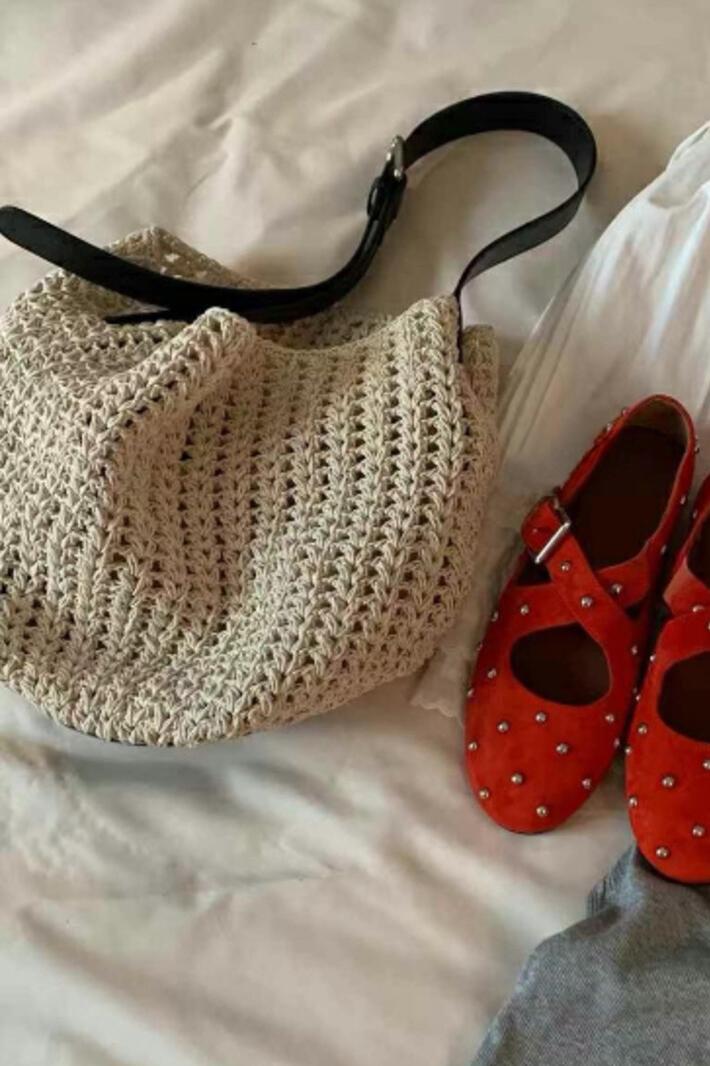 MBH Woven Hollow Out Large Capacity Tote Shoulder Beach Bag - Image 5