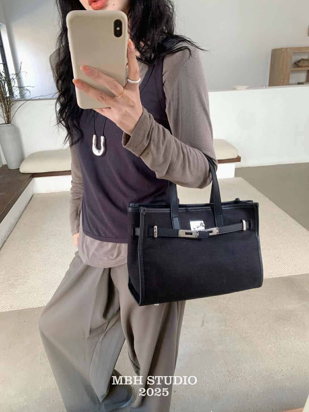 MBH Cotton Linen Kelly Bag Casual Commuter Shoulder Bag Large Capacity Versatile Crossbody Handbag with Strap