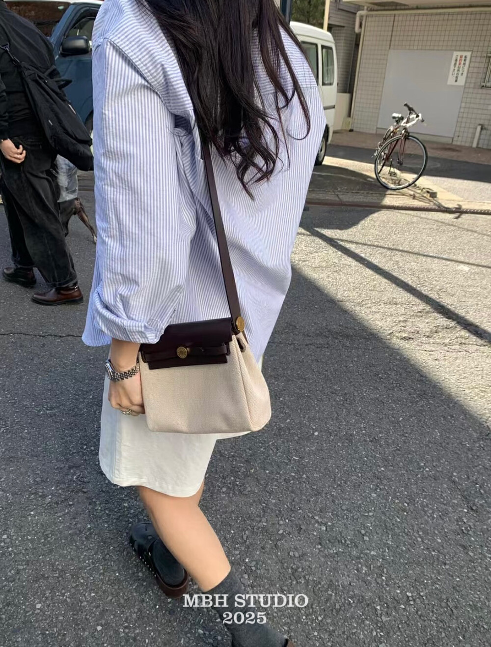 MBH Mini Canvas and Genuine Leather Kelly Bag Shoulder Crossbody
