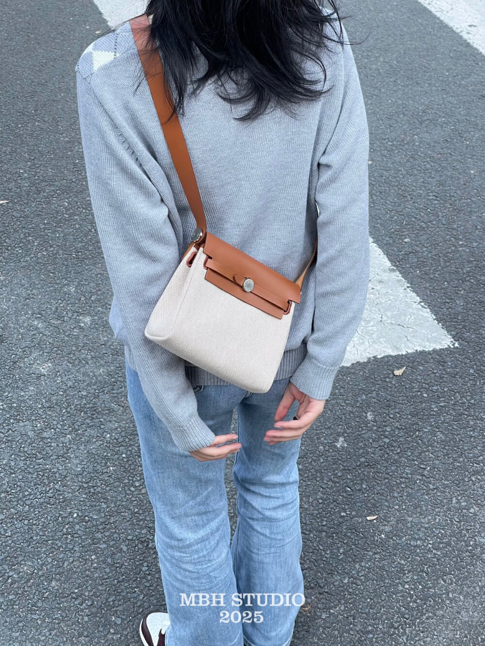 MBH Mini Canvas and Genuine Leather Kelly Bag Shoulder Crossbody - Image 4