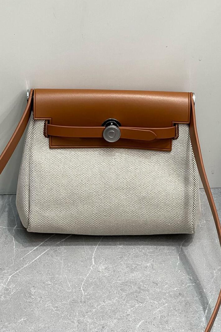 MBH Mini Canvas and Genuine Leather Kelly Bag Shoulder Crossbody - Image 5