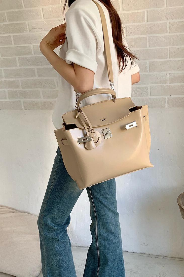 MBH Genuine Leather Large Capacity Platinum Bag Handbag Shoulder Bag with Strap - Image 5
