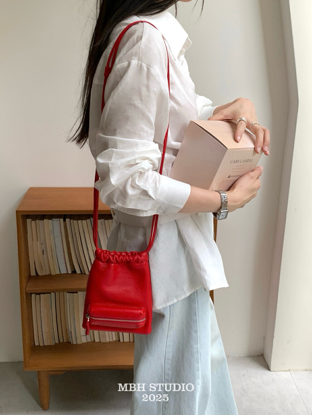 MBH Korean Top Layer Cowhide Dopamine Phone Bag Versatile Mini Crossbody Shoulder Bag - Image 2